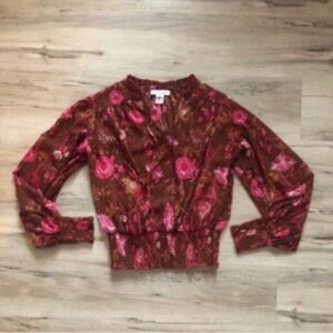 Rachel Zoe Floral Blouse in Brown and Pink